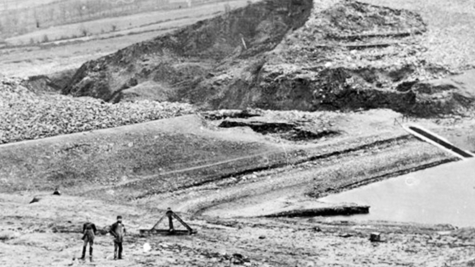 Embankment at Dale Dyke Dame following its collapse