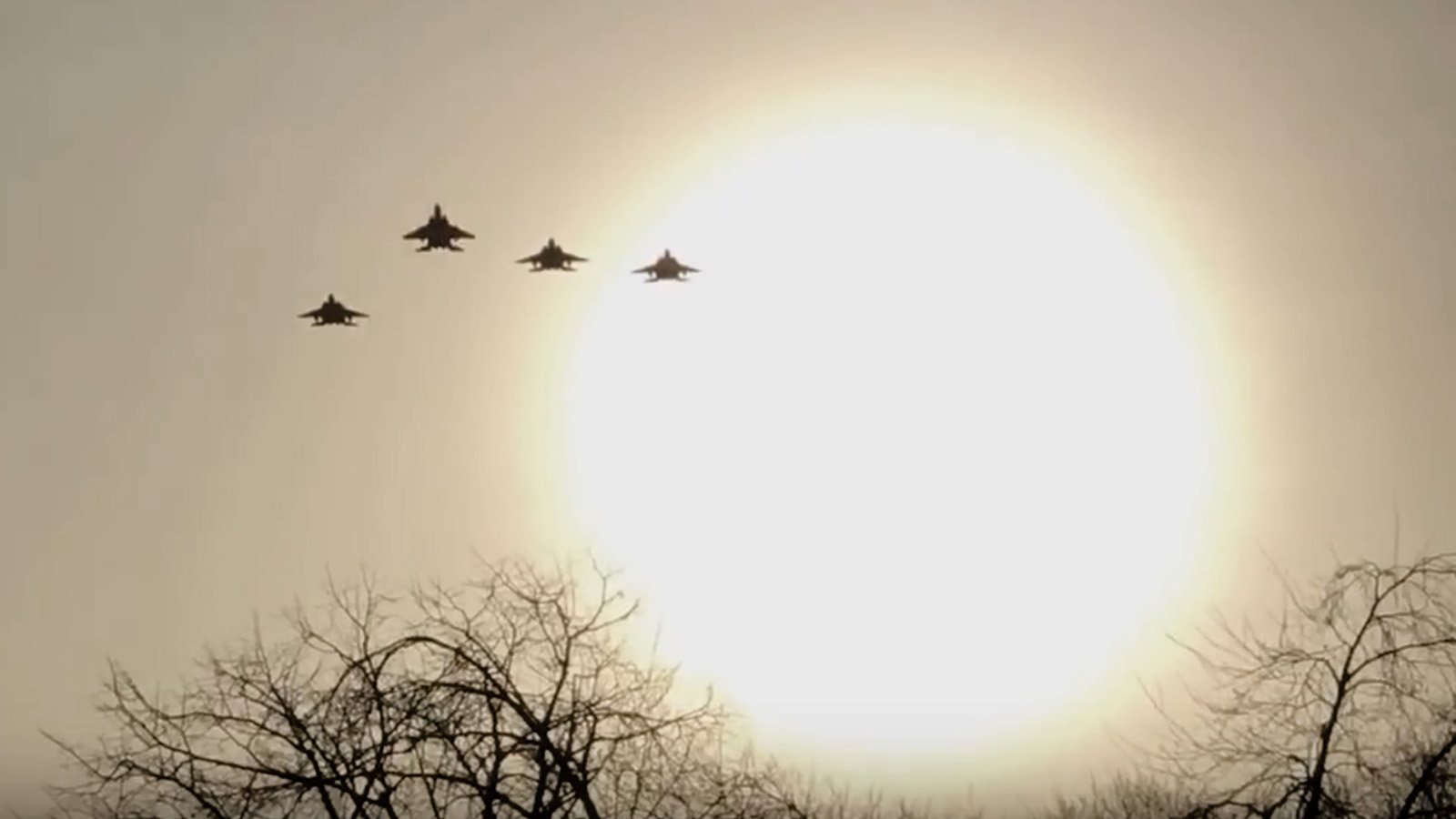 F-15E Strike Eagles in 'Missing Man Formation' at the Mi Amigo Flypast