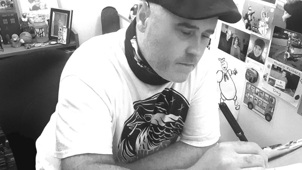 Artist Jim Connolly at work