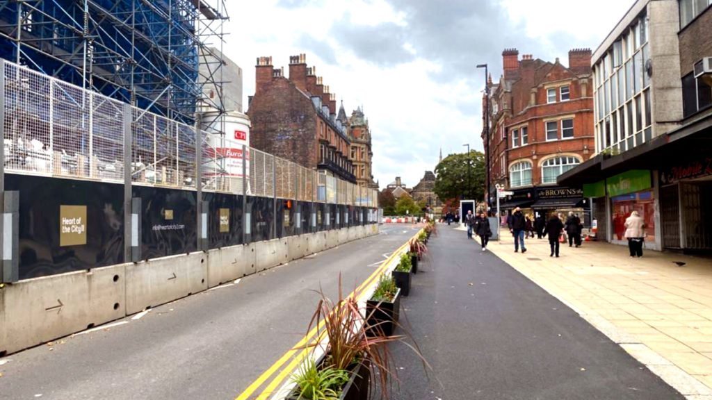Pinstone Street Social Distancing Measures, October 2020