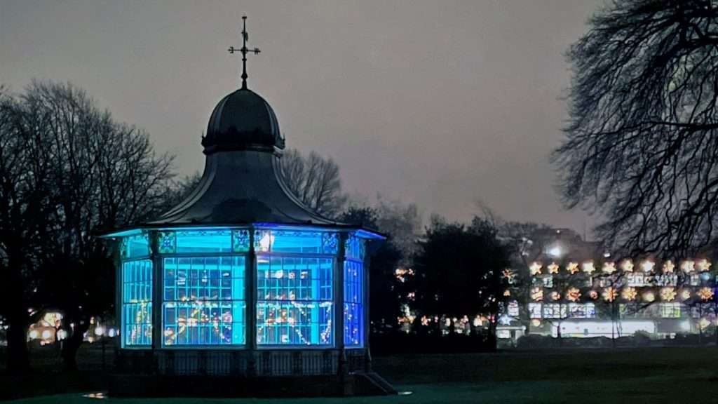 Sheffield's Weston Park Bandstand Lit Up for Christmas (photo: Shefffield City Council)