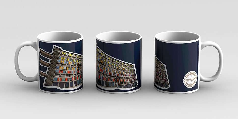 The Leadmill Sheffield Mug — Art by James Park Hill Sheffield Mug — Art by James